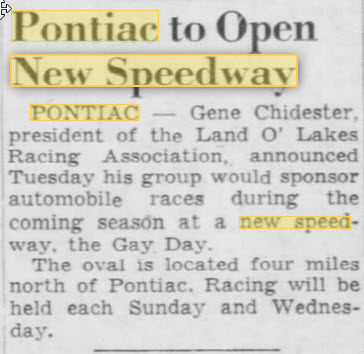 Chief Pontiac Speedway (Lake Angelus Speedway) - April 20 1955 (newer photo)